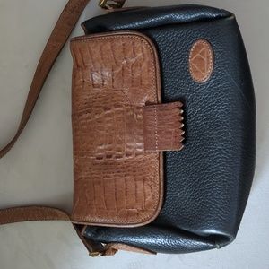 Liz Claiborne genuine leather crossbody 9 wide by 7.5 long black brown
